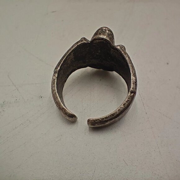 Silver Tone Skull Ring Gothic Biker Punk Style Chunky Unisex Size 12.5 + Open - Picture 11 of 13